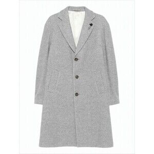 Lardini Mid-Length Tailored Coat With Notch Lapel And Heathered Texture - NWT